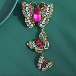 Pink Butterfly Cascade Jewel of Elegance Brooch